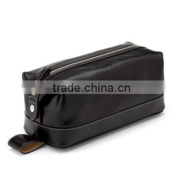 Men's leather travel wash bag toiletry bag