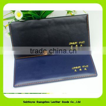 16043 Custom real leather cheque case pu leather receipts protective sleeve