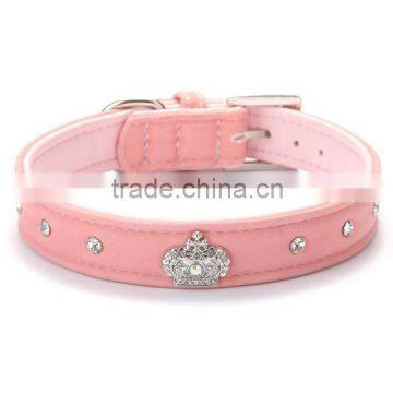 Cute Designer Rhinestone Dog Collars with Diamond Crown for Puppy Pet