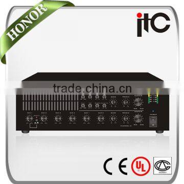 ITC T-2E240 Two Channel Mixer Amplifier with 4 Microphone Inputs by XLR & Phone Jack