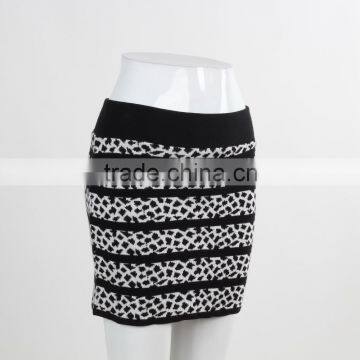 F5S43013 New Arrival Contrast Waistband Knit Skirt Women Stripe Mini Skirt photo-2