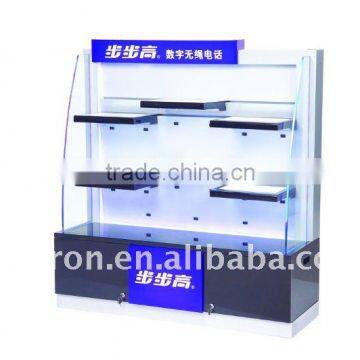 Cellphone glass showcase with lighting/Branding mobilephone display showcase