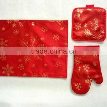 Red Golden Thread Glove Set and Silver Glitter Sunshine Glitter Glove Set and Pot Holder photo-3