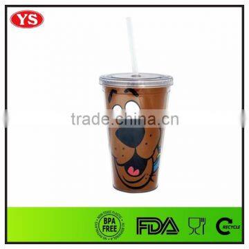 Eco 450 ml Plastic double wall tumbler glass with photo card insert