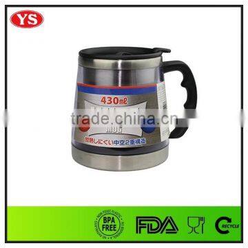 Customized 16 oz insulated stainless desk mug with handle
