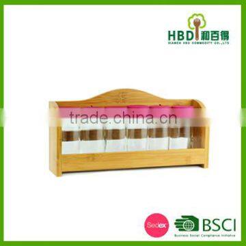 High quality glass spice jar with bamboo rack wholesale