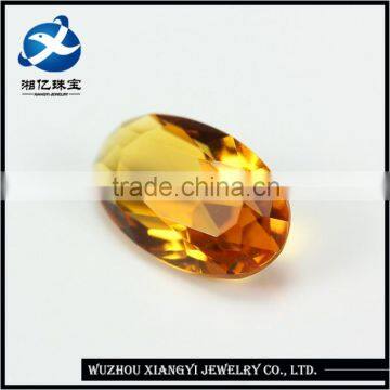 Buying smoke yellow oval shaped glass crystal gemstone, beautiful cut cheap stone in China