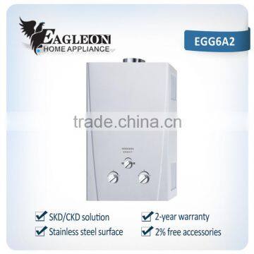 High Efficient 6L Stainless Steel Portable Instant Flue Type Gas Water Heater EGG6A2