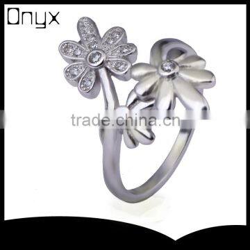 2015 Wholesale 925 Sterling Silver Ring Three Sunflower Pave Setting Ring