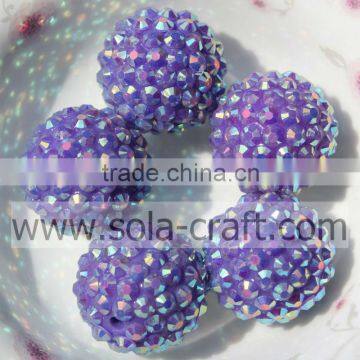 Wholesale Purple AB Color Resin Rhinestone 20*22MM Beads For Jewelry
