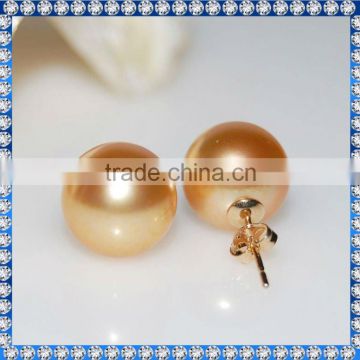 10-11mm real yellow gold South Sea Pearl Earring