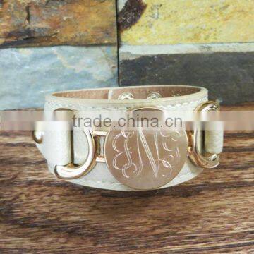 Wholesale Monogram Leather Silver Bracelet