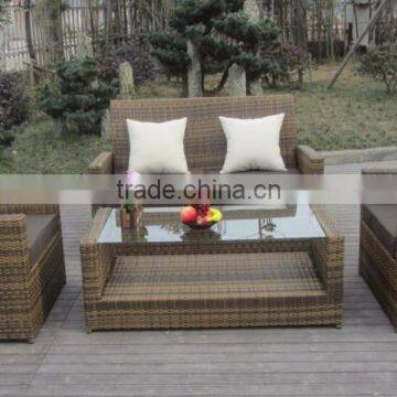 Solid Green Textured Outdoor Wicker Loveseat