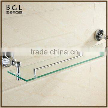 Understated Design High Quality Zinc Alloy Burnished Chrome Bathroom Accessories Wall Mounted Glass Shelf photo-3