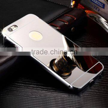 Shockproof Ultra-thin Aluminum Metal Bumper Frame Bulk Cell Phone Case with Mirror back Cover For iPhone 5 5s 6 6s plus