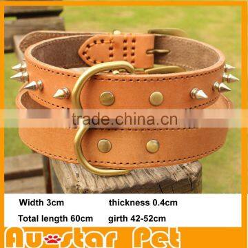 2015 Newest Customized Spiked dog Collar for pitbull Genuine Leather Dog for Pet shop