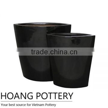 Black Glazed Ceramic Pots for Indoor Decoration