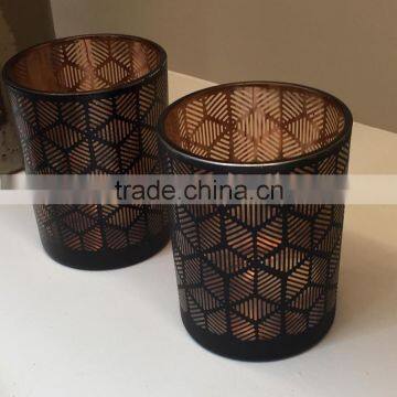 Wholesale Mercury Glass Candle Holders For Weddings Decoration black finish
