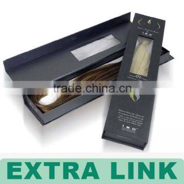 Wholesale Cheap Black Recycled Hair Extension Packaging Paper Cards Boxes With Window photo-2