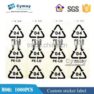 Custom color print transparent sticker for recycle transparent label