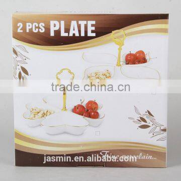 2016 wholesale Fourfold ceramic dish food tray Custom Printed Ceramic Dinner Plate