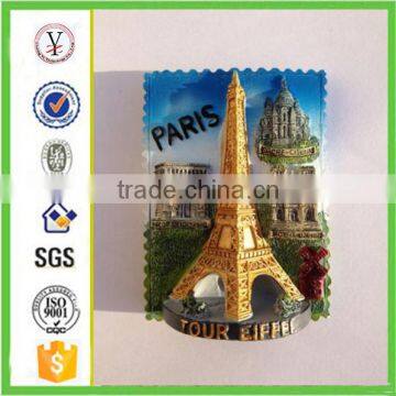 chinese factory custom-made handmade carved 3d resin Eiffel Tower Fridge Magnet