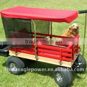 KID'S WOODEN WAGON WITH Canopy