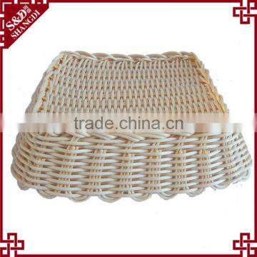 S&D Cheap Plastic Polyrattan Empty Square Hand Made Table Hollow Out Fruit Basket Decoration photo-2