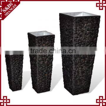 2016 new set of 3 black water hyacinth tall planters and pots