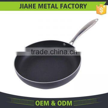 Aluminum cut rim sanded outside non-stick round gas frying pan