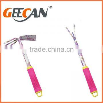 High Quality TPR Handle Shovel, Rake, Fork, Metal Head Shovel Floral Printing Garden Tools Set photo-2