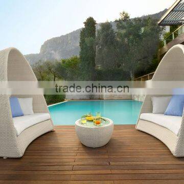 Outdoor Rattan Furniture Round Canopy Beach Sun Bed