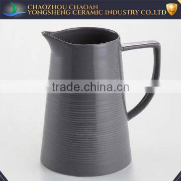 Cheap Black Glazed Stoneware Beer Pitcher With Stripe for Sale photo-3
