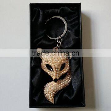 wholesale decorative pearls jewelled fox lowrie design metal alloy key chain