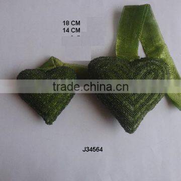 Dark green Heart shaped Glass beads Christmas tree ornament available in all colours and sizes