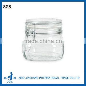 Clear Kitchen Food Storage Airtight Seal Lock Lid Jar/Glass jar with metal clip