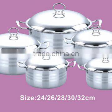 Large size stainless steel cookware set with metal lid