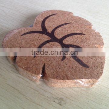 waterproof 3d leaf cork coaster