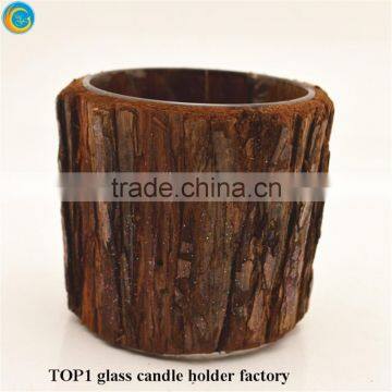 Glass Candle Votives With Wood Cover photo-6