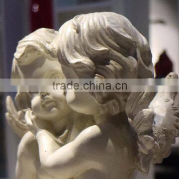 Home Decor Stone Carving White Marble Cherubs Statue photo-2