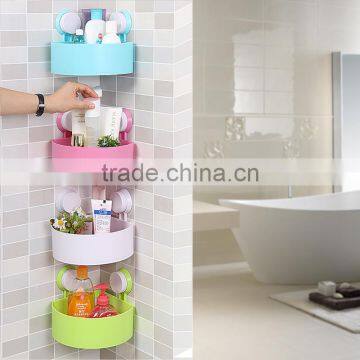 Vacuum suction cup bathroom and kitchen plastic triangle shelf/holder