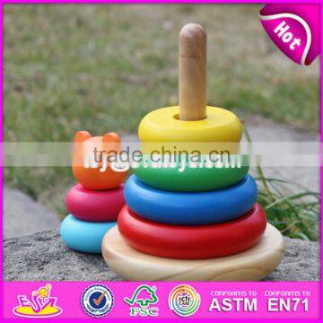 2017 New Design Colorful Bear Educational Wooden Baby Stacking Rings W13D137 photo-4