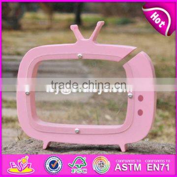 New design TV shape girls lovely wooden coin bank with logo customize W02A253