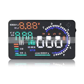 A8 Hud Head Up Display with OBD2 Interface Plug Play KM/h MPH Speeding Warning