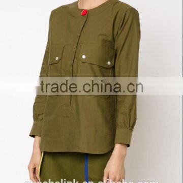 New Arrival Khaki Patch Pocket Fancy Casual Shirt OEM Service photo-2