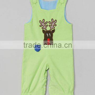 Green Appliqued Reindeer Baby Boys Longall