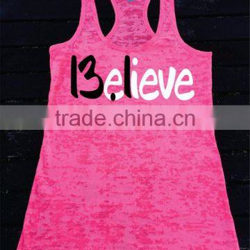 Cheap Wholesale Womens Running Burnout Racerback Tank Top Athletic Fit Tank Top Gym Singlets Fitness Stringer Tank Top photo-2