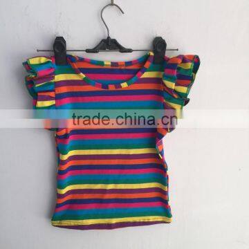 2016 hot sale baby boutique rainbow flutter top summer nutural style flutter top baby flutter shirt