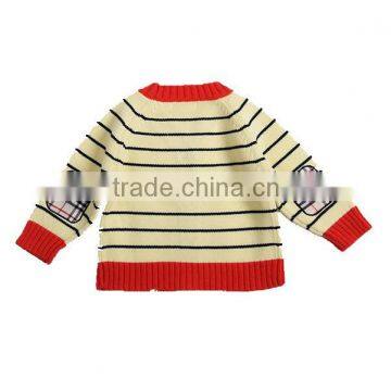 Contrast Color Trim Baby Cotton Sweater Cardigan photo-2