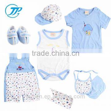 Hot Sale Baby Boys 100% Cotton Blue Romper +Top + Hat 13Pcs Summer Newborn Baby Clothes Set